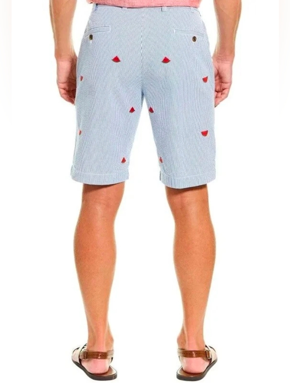 Brooks Brothers Blue Seersucker Shorts with Red Embroidery Size 38 Waist - Picture 4 of 8